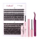 FADLASH DIY Lash Extension Kit Individual Lashes Clusters30P+40P D Curl 8-16mm Lash Bond and Seal, Clusters Lash Glue Remover and Eyelash Tweezers for Eyelash Extensions