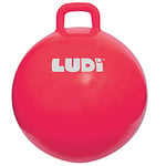 LUDI - Ballon Sauteur XXL Rouge - Jouet sauteur gonflable - Plastique PVC épais et résistant - Développe la motricité - Jouet d'intérieur et extérieur - Diamètre 55 cm - Dès 5 ans