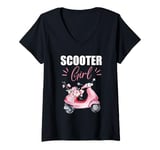 Womens Cute Scooter Girl Art For Women Kids Scooter Life Lover V-Neck T-Shirt