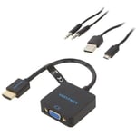 Cable hdmi 1.4 femelle D-Sub 15pin hd prise male Jack 3.5mm 3pin femelle port usb b micro 0.15m - Noir