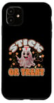 Coque pour iPhone 11 Stick or Treat Nurse Halloween fantôme mignon pour hommes, femmes, enfants