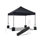 Tonnelle 3x3m Pliante Imperméable Anti-UV Tente Pavillon Pop-up Portable Gazebo avec Sac de Transport à Roulette et Sac de Sable Noir - Yaheetech