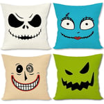 Nightmare Before Christmas Halloween-kuddfodral 18x18 Set med 4 kastkuddfodral Halloween-dekorationer Sängsoffa Kudde Bilstolskudde