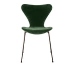 Fritz Hansen - 3107 Sjuan, Velvet Edition Forest Green - Ruokapöydän tuolit - Arne Jacobsen - Vihreä - Metalli/Tekstiili materiaali