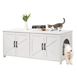 VEVOR Meuble Cache Bac à Litière pour 2 Chats, Maison de Toilette pour Chat avec Chambres Doubles, Armoire en Bois pour Cacher la Plupart des Bacs à Litière pour Chats, 1,19 x 0,46 x 0,5 m, Blanc