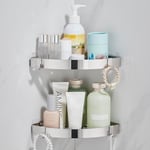 Etagère De Douche Sans Percage Étagère D'Angle Douche Acier Inoxydable Accessoire Etagere Salle De Bain Rangement Douche 2 Pièce Argent Brossé[ACC090987]