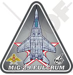 Autocollant en vinyle MiG-29 FULCRUM RUSSIA Mikoyan-Gurevitch MiG-29S de l'AirForce russe 95 mm