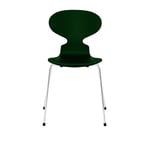 Fritz Hansen - 3101 Myran 4 ben, Lackad, Evergreen, Underrede Förkromat Stål - Matstolar - designer_arne_jacobsen - Grön - Metall/Trä