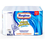 Regina Thirst Pockets Kitchen Roll - 12 Rolls, 1,200 Super Absorbent Sheets, Unique Pocket Technology, Your Ideal Kitchen Companion, FSC certified product, WWF Climate Savers Program