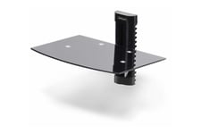 StarTech.com Floating Wall-Mounted AV Shelf, Adjustable Height Shelf For Under TV, Organize A/V Equipment On Black Tempered Glass Shelf hylla - för A/V-komponenter - svart