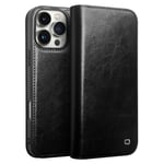 Qialino Leather Wallet Case iPhone 16 Pro Max Black