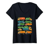 Womens MALLARE HONFE Garbage Trucks V-Neck T-Shirt