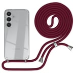 For Samsung Galaxy S24 phone case with strap cord Case Cover Chain Red