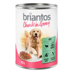 Briantos Chunks in Gravy -säästöpakkaus 24 x 415 g - lammasta ja porkkanaa