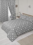 SINGLE BED DUVET COVER SET STARS GREY WHITE FUNKY BEDDING SET POLYCOTTON