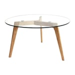 Table basse ronde plateau en verre 80 cm