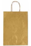 Emballage Pz 25 Sac Cadeau Joyeux Papier Tu 16x8x21cm Or Rayé Int. Avana