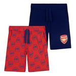 Arsenal 2 Pack Boys Nightwear Shorts (7-8 Years, Red/Blue)