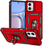 Jiyu Coque Compatible Avec Motorola Moto G Power (2023), Étui Avec Cache Caméra & Support À Bague 360 Armor Full Body Antichoc Anti-Chut Housse Tpu Silicone Bumper Cover,Rouge