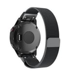 Garmin Fenix 5S Ruostumaton Teräs Kellon Vaihtoranneke -Musta Musta