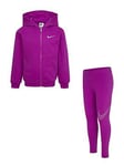 Nike Kids Girls Shine Hoody Legging Tracksuit - Pink, Pink, Size 2-3 Years