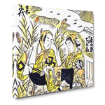 Man & Wife by Torii Kiyonobu Asian Japanese Canvas Wall Art Print Ready to Hang, Framed Picture for Living Room Bedroom Home Office Décor, 14x14 Inch (35x35 cm)