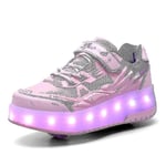 Barn Sneakers Dubbelhjuliga Skor Led Ljusskor Q7-yky Pink 33