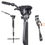Carbon Fiber Video Monopod-INNOREL VM75CK Professional Hydraulic Fluid Head Monopod Removeable Multifunctional Travel Tripod Stand for Gopro DSLR Camera Telescopic Camcorders, Max Load 22pounds/10kg