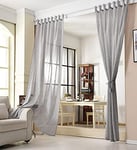 WOLTU® 2 pièces Rideaux Semi-Transparents Déco Chambre Maison, Voilage pour Salon 140x245cm, Gris Foncé