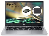 Acer Aspire 3 A314-36P-31MA, Ordinateur Portable 14'' Full HD IPS, PC Portable (Intel Core i3-N305, RAM 8 Go, SSD 512 Go, Intel UHD Graphics, Windows 11), Laptop Gris, Clavier AZERTY (Français)