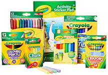 CRAYOLA Colour and Create Tub - Including Crayons, Markers, Pencils, Pens, Chalks, Colouring Book and Stickers, Kids Arts and Crafts, Ideal for Kids Aged 4+