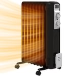 HOMCOM 2000W 9 Fin Oil Filled Heater Radiator for Home, Black