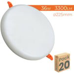 Downlight led Circulaire Plat 36W 3300LM Coupe Réglable 60-210mm Blanc Neutre 4500K - Lot de 20 u.