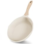 JEETEE Poêle 24 Cm, Poele Induction Avec Revêtement En Granit Suisse, Poêle À Frire Antiadhésive Avec Poignée Résistante À La Chaleur, Convient Pour Toutes Les Cuisinières, Sans Pfoa, Beige