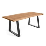 Kave Home - Table de salle à manger Alaia rectangulaire 160 x 90 cm en bois massif d'acacia et pieds en acier noir