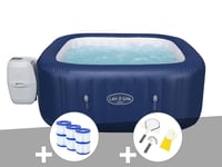 Kit spa gonflable Bestway Lay-Z-Spa Hawaii carré Airjet 4/6 places + 6 filtres + Kit de nettoyage