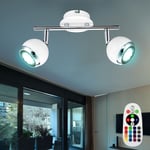 RGB LED Plafond Lampe Chrome Cuisines Mur Spot Réglable Variateur Télécommande