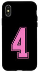 Coque pour iPhone X/XS Rose Numéro 4 Équipe Junior Sports Uniforme Numéroté