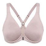 DELIMIRA Soutien Gorge Fermeture Devant Grande Taille avec Armature Decollete Plongeant Dos Nageur Non Rembourré Cameo Heather 105C