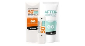 Kit solaire decathlon   creme solaire spf 50   stick a levres spf 50   gel apres soleil