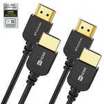 Stouchi Câble HDMI 2.1 Ultra Fin 8K 1,5m, Câble HDMI 2.1 Hyper Fin,Câble HDMI 8K Extrêmement Flexible,10K 8K120 4K120 144Hz,eARC HDR10 4:4:4 HDCP 2.2&2.3 Dolby Compatible avec PS5/Xbox/LG 2 Paquets