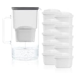 Wessper Carafe Filtrante en Verre avec dix Filtres pour Carafes, Compatibles avec Brita Maxtra, Brita Maxtra+, Grande capacité 2,5l, Kit Carafe + 10 cartouches- Noir