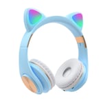 Amusingtao Kids Headphones Bluetooth Cat Ear, LED Light Up Wireless Foldable Headphones,10m noise isolation,Over Ear with Microphone and Volume Control for Smartphones/Laptop/PC/TV