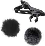 Bonnette Microphone Anti Vent, Microphone Filtre Anti Pop, Bonnette Micro en Fourrure, 2 Bonnet Anti Vent Micro et 1 Pince Micro-Cravate, Pare Brise Micro pour Péunions, Présentations, Enseignement