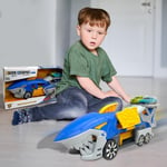 Kids Shark With 2 Car Launching Transporter Truck Play Set Pull Back Vehicle Toy