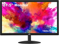 Moniteur PC 21,5 Pouces FHD 1920x1080P écran TN 75Hz, 3ms Temps de réponse avec Interface VGA & HDMI Moniteur pour Ordinateur portable/Xbox/PS3/PS4