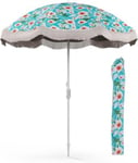 Parasol de Jardin Exterieur 2M Parasol de Plage Rond avec 8 Baleines Parasol Inclinable avec Bouton poussoir