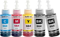 664 Encre Compatible avec Epson 664 Bouteille d'encre Multipack pour ET-2500 ET-2550 ET-2600 ET-2650 ET-3600 ET-4500 ET-4550 ET-14000 ET-15000 ET-16500 L100 L110 L200 L210 L350 L355 L365