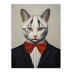 Tabby Cat Who Came To Tea Pet Portrait Living Room Wall Art Print