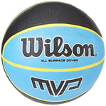 Ballon de basket extérieur Wilson, surface rugueuse, asphalte, granulés, sol en plastique, Noir/Bleu, 5